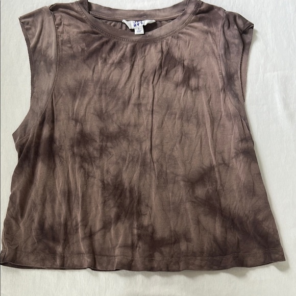 JoyLab Tops - JoyLab Brown/Plum Relaxed Crop Muscle Tee